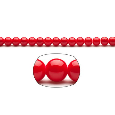 16 Strand 6mm Round Preciosa Opaque Crimson Red Pearl-coated Glass Druk Beads